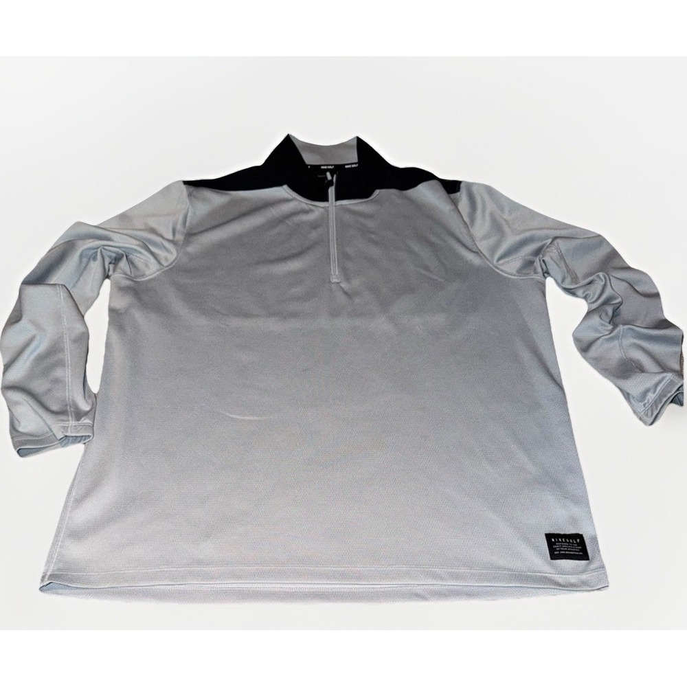 Nike Golf Dri-FIT Quarter‎ Zip Pullover XL Gray Black Stretch Athletic